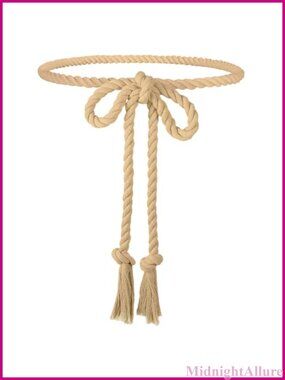 Braided Cotton Rope Tie Belt Boho Woven Tassel Waist Belt for Dresses Pants